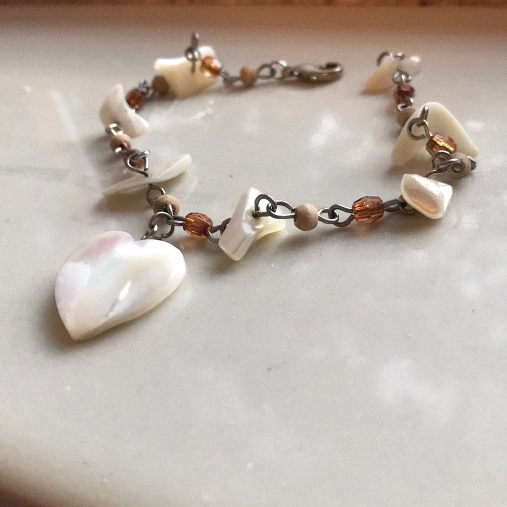 Marble and glass beads bracelet